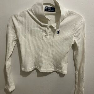 Polo by Ralph Lauren Cropped White Long Sleeve Top